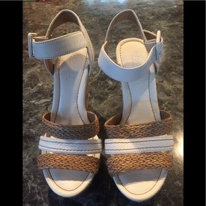 Charles David White Strap Wedge Heel Sandals 6.5